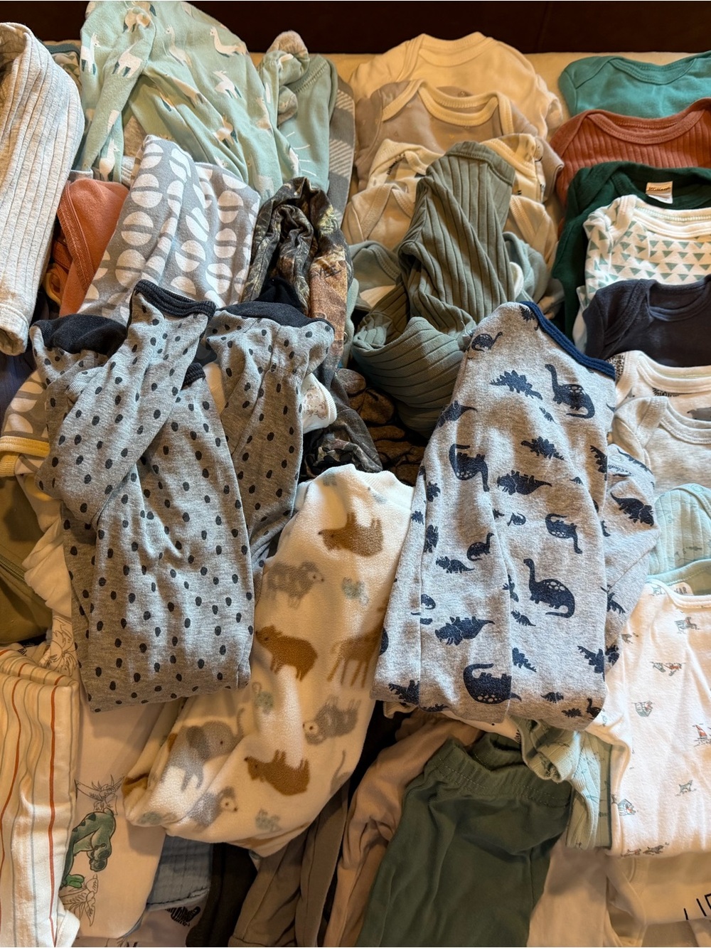 Baby Boy Mixed Sleepwear Pack - Gray, Green, and Cream Pajama Sets NB-0-3